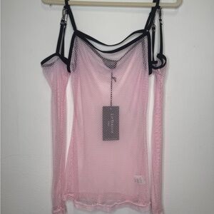 Lip Service Pink and Black Mesh Chemise